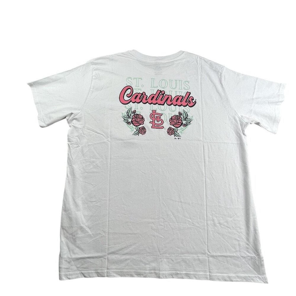 St Louis Cardinals Floral Men's XL White Baseball Majestic Shirt Pocket Rose